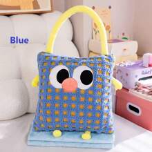 Manta de peluche con asa de transporte en diseño de dibujos animados que aumenta el atractivo visual