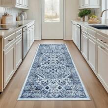ANPHON ANPHON Vintage Distressed Floral Area Rug  Luxurious Pearl Velvet Machine Washable Non Slip Stain Resistant Aesthetic Floor Covering For Living Room Bedroom Bathroom Kitchen Hallways Entrances