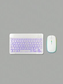 10-Inch Wireless Backlit Mini Silent Notebook Laptop Tablet Wireless Lithium-Ion Battery Keyboard, Dual-Mode Illuminated Wireless Charging Mouse, Compatible With 3 Systems (Keyboard Battery Capacity: 280mAh)