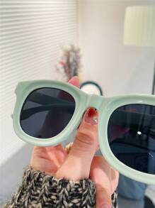Women's Candy Color Fashion Glasses, Tortoiseshell Large Frame Fashion Dopamine Green Fashion Glasses