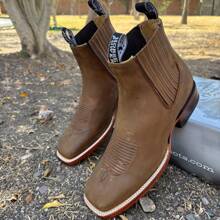 Botin Vaquero de Piel Thang Botin de Rodeo Suela De Cuero Para Hombre Bota De Piel Cafe Thang Botas De Cuero Botines - Marrón - Ver 3