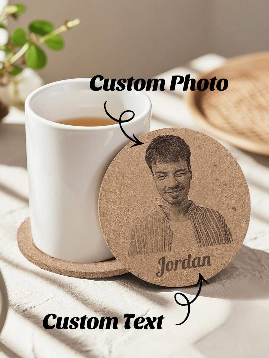 1pc Custom Wood Coaster Personalized Text Photo Coaster Custom Engraved Coaster Personalized Coaster Engagement Gifts Bridal Shower Gifts Wedding Gifts Couple Gifts Anniversary Gifts Ideal Father's Day, Birthdays, Or Anniversaries Gifts For Mother, Father, Boyfriend, Girlfriend, Wife, Husband Water Bottle, Multi-Functional, Adjustable,Home & Living,Haunt Your Home,Souvenirs,Elegant Living - Brown - View 1