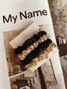 4pcs Solid Soft Elastic Hair Ties, No Damage Hair Scrunchies, Multi-Use Hair Bands Home Bathroom Decor