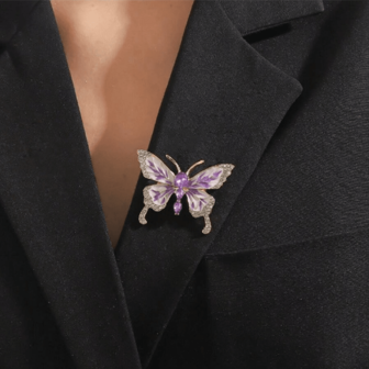 1pc Fashion New Style Butterfly Shining Rhinestone Women's Elegant Brooch, Clothing Accessories, Elegant Wedding Gift