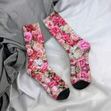 Prachtige bosprint roze en rode rozen romantische bloemen prachtige vintage botanische mooie vlinders en bloemen poster sok voor mannen hiphop harajuku vrolijk naadloos patroon bedrukte jongens crew sok nieuwigheid cadeau