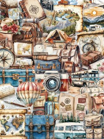 50pcs Vintage Travel Graffiti Stickers, Suitable For Scrapbooking, Laptops, Luggage, Phone Cases, With Asymmetrical Shapes And Transparent Material