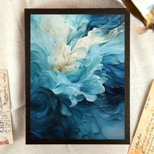 1 件，无框抽象漩涡油画艺术印刷品，宁静的蓝绿色和白色漩涡墙面装饰，无框现代海报，适用于家庭卧室厨房客厅浴室酒店咖啡厅办公室卫生间，现代装饰，流体运动设计，浴室装饰，墙面艺术 - 彩色 - 查看 5
