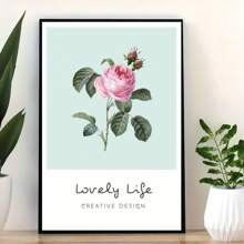 1 Pink Rose Watercolor Canvas Print Posters, Modern Wall Arts Decor Painting For Bedroom, Office, Living Room, Cafe, Bar, Home, Dorm, Wall Decor, Home Decor