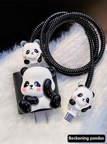 4pcs Panda Charger Protector Case, Compatible With Apple 20W Charger Cable Protector