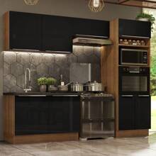 Madesa Gabinete De Cocina Integral Completa 270cm Lux Color Marrón/Negro 01 - Marrón y negro - Ver 1
