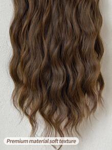 7入組棕色水波紋帶夾式精製合成纖維22英寸長的女士全頭假髮，16個夾子，適用於延長和增加頭髮密度 - 棕色 - 查看 8