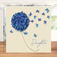 生日蝴蝶蓝色绣球花和蝴蝶卡（非 3D）包括信封、圣诞节