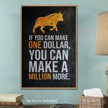 Motivational Quote Wall Painting, "If You Can Make A Dollar, You Can Make A Million Dollars" Canvas Poster,  Commercial Artwork, Oil Painting Style Print With Bold Colors And Dollar Signs, Dollar Wall Decor, Greenback Poster, Money Canvas Art Painting, Modern Wall Art Decor, Abstract Decorative Artwork, Painting, Room Aesthetic, Home Decor, Gift - 1 Piece Of Wood Framed Oil Painting (3) Thickness 2.5 Cm/ 1 Inch- Home Decoration For All Occasions - Ideal New Year, Valentine's Day, Thanksgiving, Easter, Christmas Gift , Room Decoration Aesthetic, Wall Decoration Art, Perfect Gift, Autumn And Winter Wall Decoration, Living Room Decoration, Bedroom Decoration, Kitchen Decoration, Entry Decoration, Bathroom Decoration, Direct Wall Painting, High Quality Wall Painting Poster
