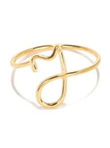 1 Stück minimalistischer, kleiner Initialen-Ring für Frauen, goldplattiert, Draht Stapel-Ring Buchstaben A-Z, Verlobungs- und Hochzeitsschmuck Geschenkidee