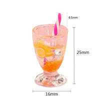 New Bestselling Dollhouse Realistic Food Doll Fruit Drink Straw Cup, Mini Doll House Scene Accessories, Glow-In-The-Dark Plastic Cup