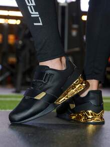 Men's Weightlifting Shoes, Professional Non-Slip Squat Shoes, Suitable For Strength Training, Rubber Sole Stable Lifting Shoes - Black Gold - View 3