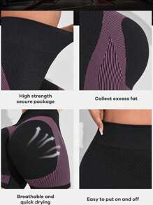 Pantaloncini sportivi aderenti a righe, leggings per yoga, in tessuto elasticizzato con vita alta, coulisse, effetto vita alta e aderenza sui fianchi, morbidi, assorbenti e traspiranti, ideali per attività sportive come running, ciclismo e palestra, per donne