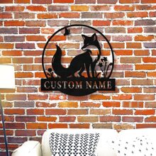 Aangepaste Fox Metalen Wand Led-borden - Gepersonaliseerde Metalen Fox Decor - Aangepast Fox Naambord - Cadeau voor Fox-liefhebbers - Fox Home Decor - Fox Metalen Wandkunst