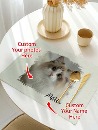 1 pieza Alfombrilla personalizada para mascotas perros en mesa de comida, con nombre personalizado, resistente al calor, individual para el hogar, restaurante, decoración de fiestas