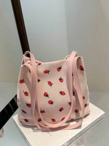 1 Pc Fashion Maiden Strawberry Print Shoulder Bag Sweet Big Children Handbag Coin Purse Versatile Lightweight Portable Buckle Closure For Daily Storage Bag For Travel Vacation Shopping Kids Outdoor Supermarket Birthday Festival Children's Gifts Give A Gift To Your Daughter Corduroy Cute Strawberry Pattern Casual Bag Perfect Key Storage Bag For Children Student Girl Bestfriend Travel Accessories - Strawberry Shoulder Bag - View 12