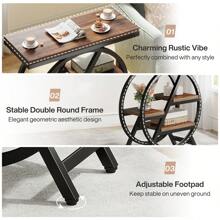 Mesa auxiliar para sala de estar, mesa auxiliar estrecha de 3 niveles con almacenamiento, mesa auxiliar de sofá de madera con marco de metal geométrico, mesita de noche industrial y mesita de noche para dormitorio - Marrón - Ver 8