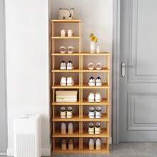 1pc DIY Simple Thick Bamboo Shoe Rack, Household Entryway Indoor Multi-Layer Easy Shoe Cabinet
