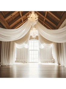 78"/118"/315" Large Size Elegant White Chiffon Voile Wedding Arch Curtain Backdrop, Suitable For Ceremony And Stage Decoration, Wedding Decor - Multicolor - View 11