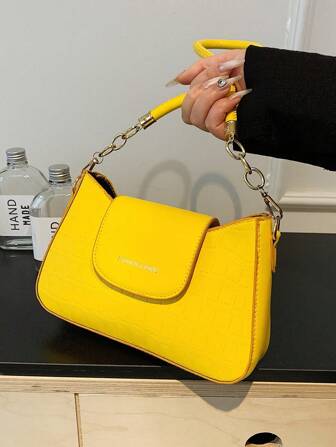 女士手提包，优质 PU 皮革翻盖单肩包，时尚纹理女式斜挎包