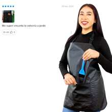 Bata Estilista Liso Mandil Estetica Delantal Vinipiel Negra MAE - Negro - Ver 10