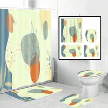 Juego de 1/4 cortinas de baño impermeables con estampado bohemio, que incluye alfombrilla y tapa de váter a juego. Diseño abstracto medieval con elementos geométricos, hojas y plantas de colores. Ganchos incluidos. Material de poliéster lavable. Perfecto como regalo del Día de la Madre, regalo personalizado para mamá, regalo de última hora, ideas del Día de la Madre, regalos del Día de la Madre Domingo, tarjetas hechas a mano para mamá, mejores regalos del Día de la Madre por menos de $50