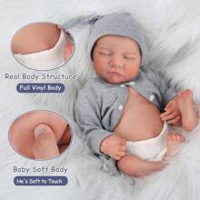 WOOROY Realistic Reborn Baby Dolls - 18 Inch Full Vinyl Body Lifelike Reborn Boy Doll Poseable Anatomically Correct Newborn Sleeping Baby Dolls Gift Toys For Kids Age 3+ - mặc định - Xem 4