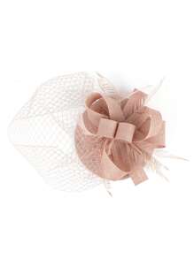 1 قطعة قبعة مزين بالريش والنقاب لحفل الشاي وسباق كنتاكي وحفل الزفاف, اكسسوارات شعر قبعات صغيرة وقبعات ميني فوق