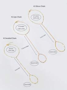 1 pieza Brazalete de dedo clásico dorado, de plata de ley 925 chapado en oro hipoalergénico, diseño simple, cadena con cuentas planas/cadena de labios/cadena en rodajas, apto para uso diario y vestir de mujeres