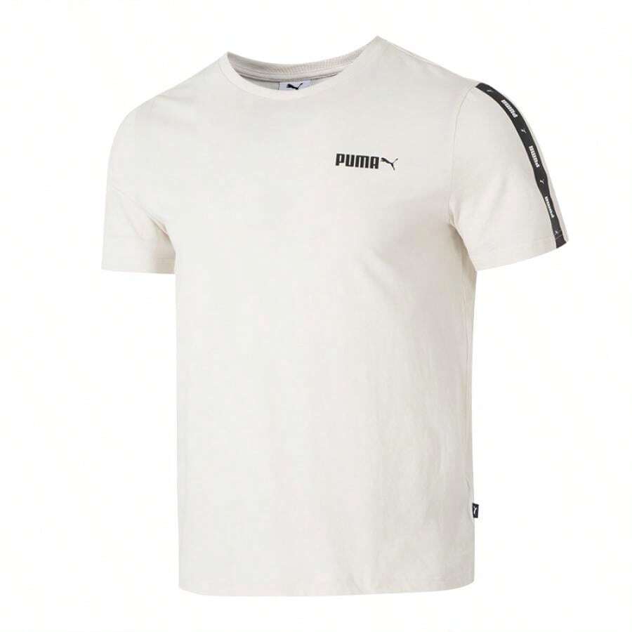 Puma ESS No. 2 Logo Tape Tee 男士运动服跑步健身训练透气短袖T恤 692484-87 - 白色 - 查看 1