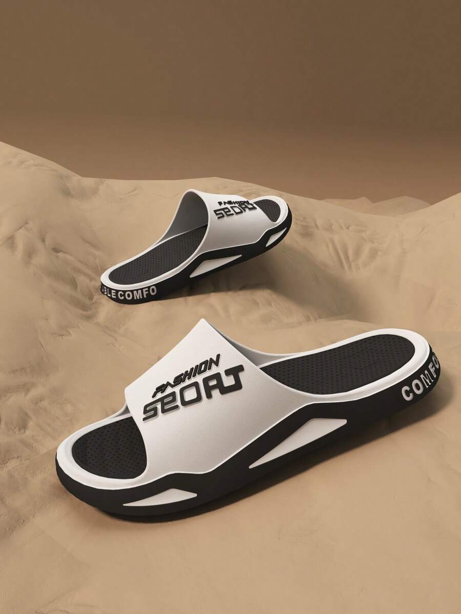 男女通用防滑室内外拖鞋，舒适时尚的人字拖，适合休闲、运动、沙滩、浴室、家居、淋浴鞋 - 黑與白 - 查看 1