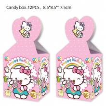 Sanrio Sanrio 12pcs Cute Hello Kitty Kuromi Cinnamoroll Birthday Party Decorations, Candy Bags, Gift Bags, Kraft Paper Bags, Tote Bags, Birthday Party Decoration Gift Wrapping Paper Bags, Theme Birthday Party Decorations Hello Kitty Candy Box Kuromi Popcorn Box