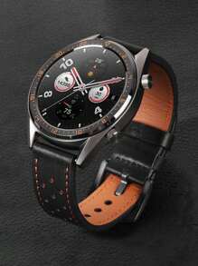 1pc zachte en comfortabele leren horlogeband met creatief rond geperforeerd ontwerp, compatibel met Samsung Galaxy Watch 4/5/6/7 40mm 41mm 44mm 45mm, Watch GT2 GT3, Watch. Geschikt voor zakelijke herenkleding en feest-/buiten-/dagelijkse kleding voor dames, snel los te maken smartwatch-accessoire