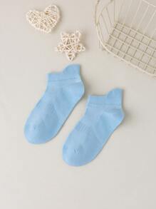 5 paar lente- en zomerkinder dunne macaron multi-color anti-pilling jongens blauwe serie zomer effen kleur net dunne boot sokken hak sokken