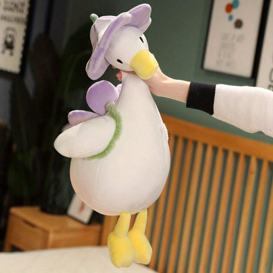 可爱的花鸭毛绒玩具 - 柔软 PP，非常适合生日、感恩节、万圣节和圣诞节礼物 - 彩色 - 查看 1