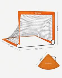 SONGMICS Set Of 2 Football Goal Foldable Football Net Quick Set Up Garden Classes Fiberglass Frame Oxford Polyester, Orange - Orange - View 3