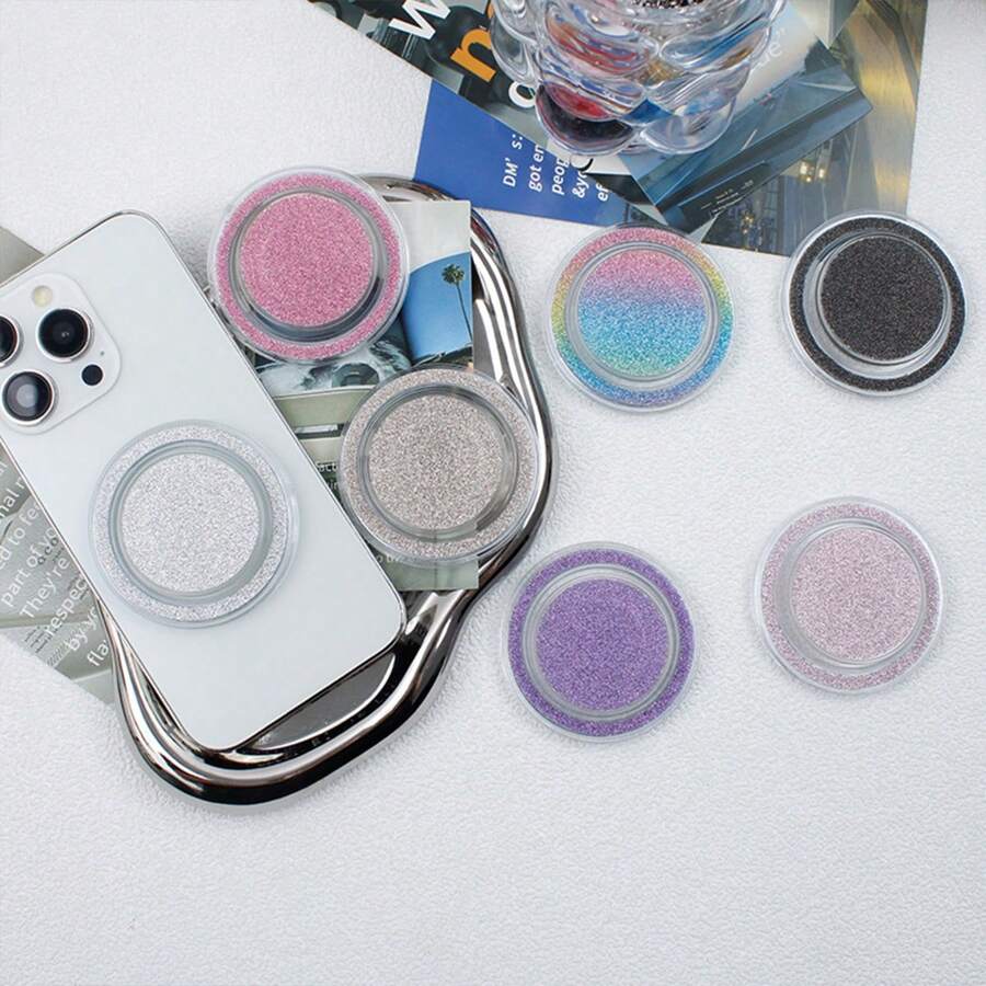 1个闪亮磁性透明气垫手机支架，粘胶式，兼容 16/15/14手机配件，发光慵懒支架 - 彩色 - 查看 1