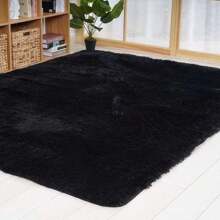 Living Room Large Fluffy Rug Area Rugs Soft Rugs Shaggy Rug Modern Floor Carpet For Bedroom Kids Rooms Decor - Black - View 3
