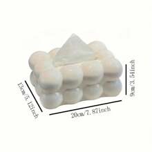 1pc Elegant Cloud Tissue Box Holder, Shiny Black Plastic Home Decor For Living Room, Bedroom & Kitchen, Fashion & Practical Design With Star Accent, Spherical Textured Decorative Storage Box - Multicolor - View 3