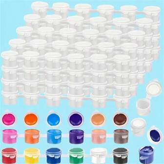 240 stuks lege verfblikken, 40 stuks acryl mini verfcontainers met deksels, 6 stuks verbonden lege verfdozen 3 ml/0,1 oz, geschikt voor studenten, prachtige schildergeschenkdoos