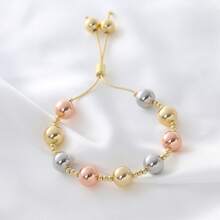 1 szt. Miedziano-złota regulowana bransoletka z koralików z zawieszką w kształcie serca, prosty styl hip-hopowy, zdobiona sztucznymi perłami, odpowiednia do codziennego noszenia przez kobiety, biżuteria na każdą porę roku