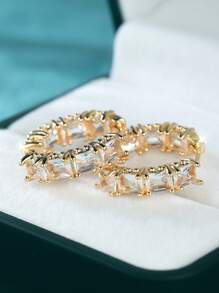 1pair Fashionable Golden Rectangular Right-Angle Red Hoop Earrings, Jewelry Gift For Girls - earrings - View 6