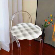Alfombra redonda de felpa esponjosa, suave y de color crema, linda almohadilla decorativa para cama de mascota, silla, taburete, cojín de silla de oficina, cojín de asiento