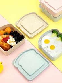 (¡Con pegatinas personalizadas!) 1 pieza Caja de almuerzo portátil de gran capacidad, caja bento para pan, caja de almacenamiento de tostadas de fibra de bambú portátil para estudiantes, conjunto de regalo de caja de almuerzo para exteriores, recipiente de sándwich reutilizable, caja de sándwich, recipiente de alimentos sellable, caja de sándwich, pajita, caja de sándwich pequeña, bandeja de sándwich, cocina, regalo de Navidad - Resina, seguro para uso en exteriores para tostadas, pan y sándwiches