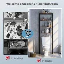 Costway 4-Tier Over Toilet Storage Rack Freestanding Bathroom Organizer Rustic Brown - Brown - View 10