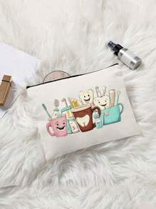 1 Stück Zahnpflege Produkte bedruckter Reißverschluss Pendler Schule Büro Datenkabel Stifteetui, Münzen und Bargeld Aufbewahrungstasche, leichte Segeltuch Kulturtasche für Reisen, Geburtstags- und Weihnachtsparty Geschenktaschen, Make-up Tasche, Reisetasche, Damentaschen, Kreuzfahrtutensilien, Badezimmer Aufbewahrung, Reiseaccessoires - Verschiedenfarbig - Übersicht 3